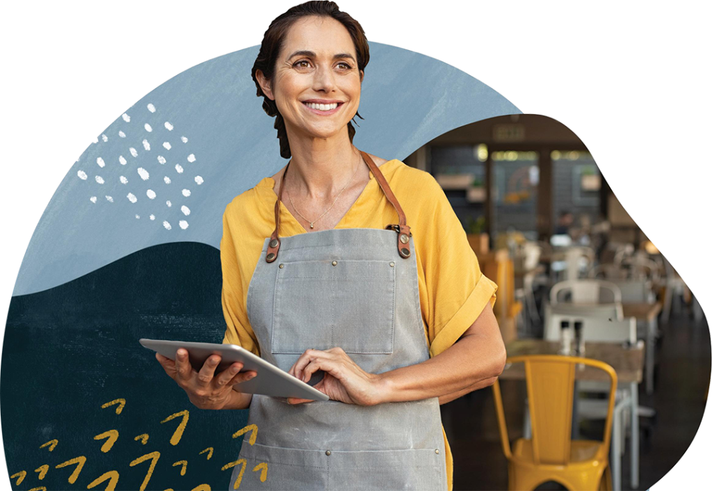 Female Business owner holding a tablet